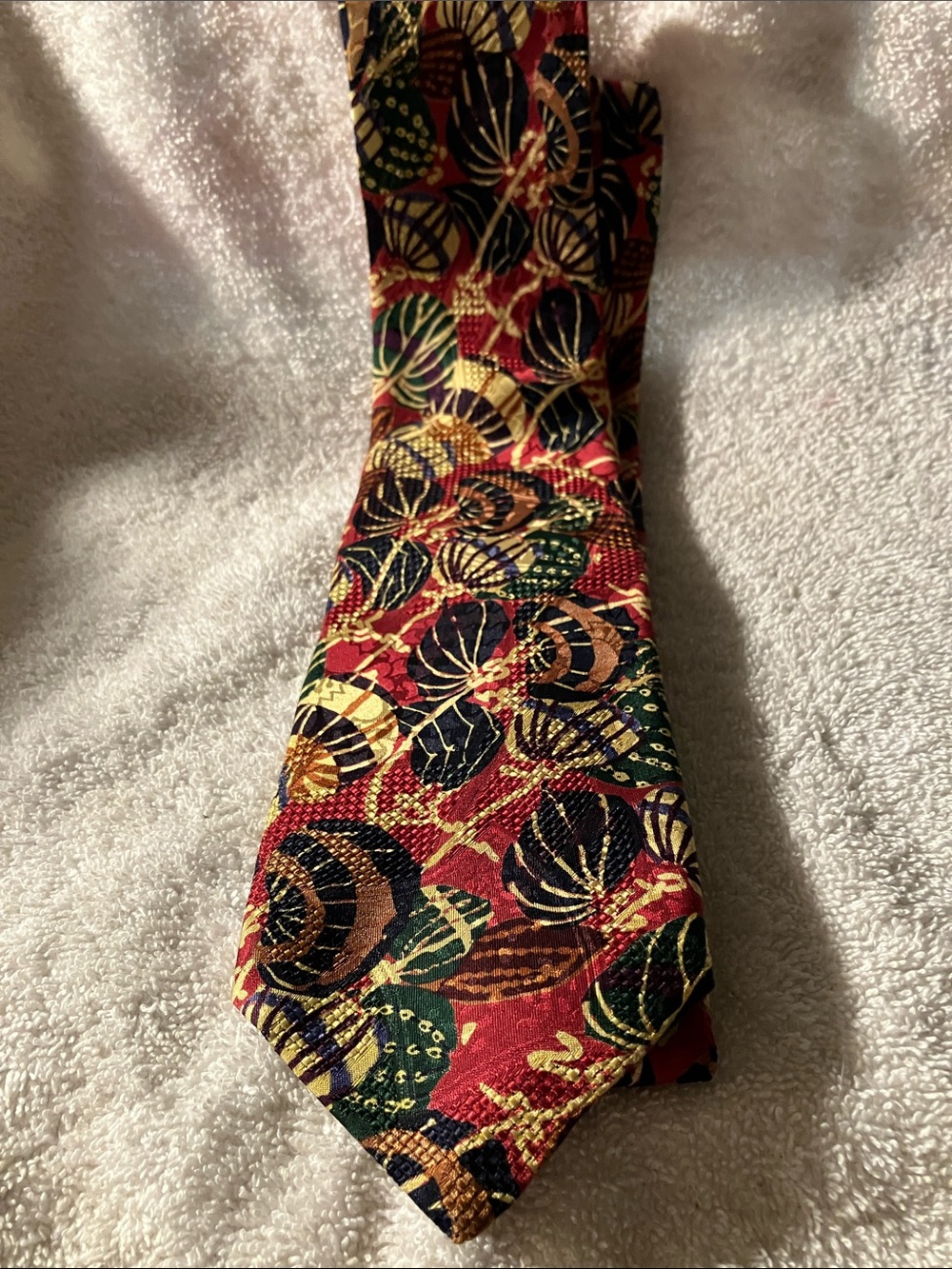 Nordstrom Robert Talbots Silk Tie with Multicolor Leaf and Geometric Motif